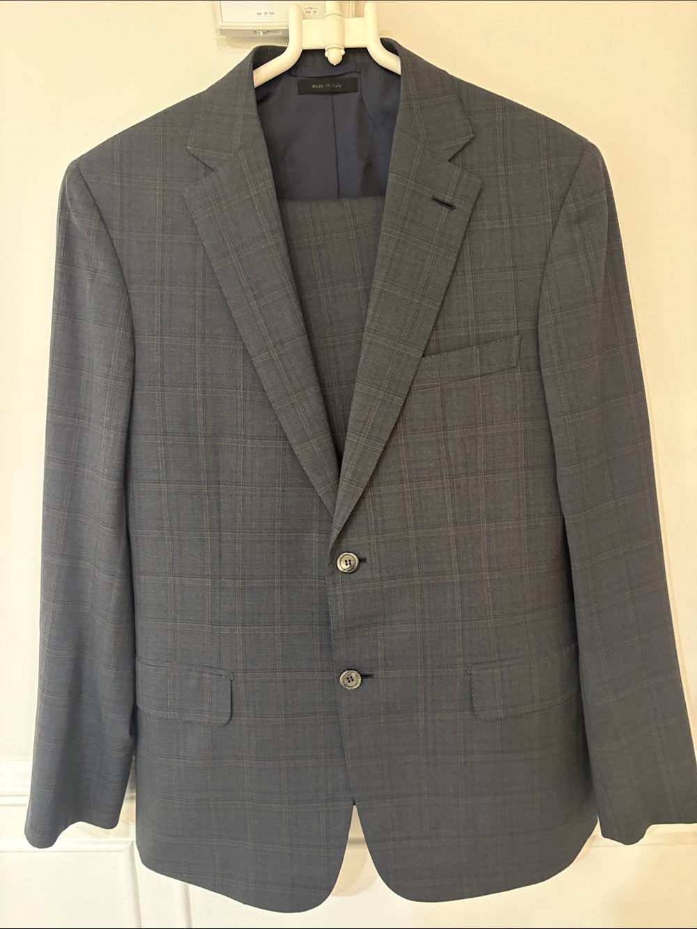 Brioni Gray Plaid Two-Button Suit Jacket